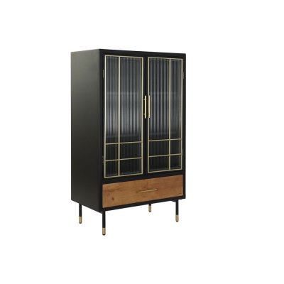 Skänk DKD Home Decor Svart Glas Naturell MDF (70 x 40 x 117 cm)