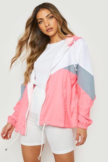 Vindjacka Med Paneler, Pink