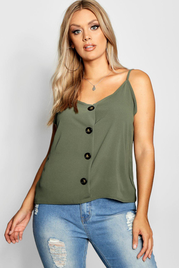 Plus - Linne Med Knappar, Green