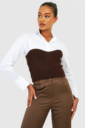 Tall - Stickad Korsett, Brown