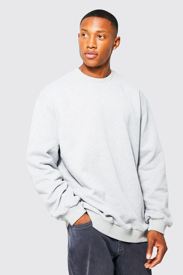 Basic Oversize Sweatshirt Med Rund Hals, Grey