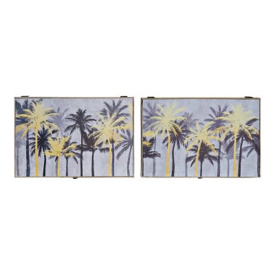 Omslag DKD Home Decor Räknare Palmer Svart Gyllene Trä MDF (2 pcs) (46.5 x 6 x 31 cm)