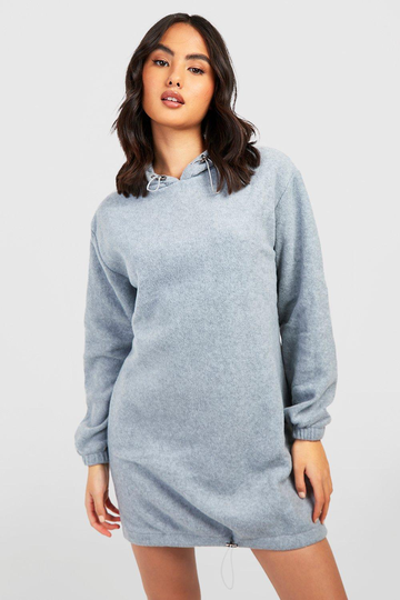 Sweatshirtklänning Med Huva, Grey