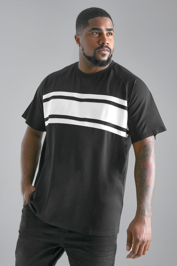 Plus - T-Shirt Med Paneler, Black