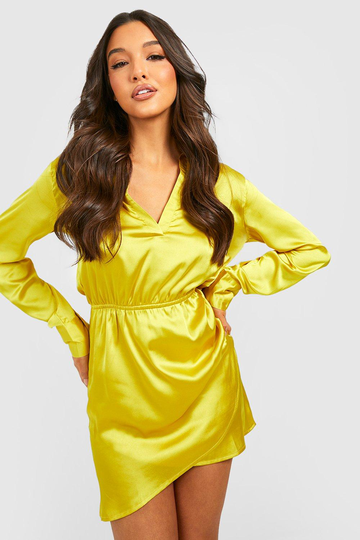 Kort Satinklänning, Yellow