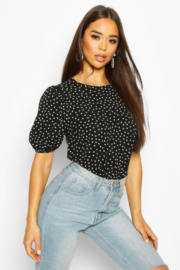 Prickig Blus Med Volymärm, Black