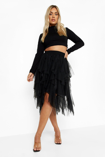 Plus - Midikjol I Tyll, Black