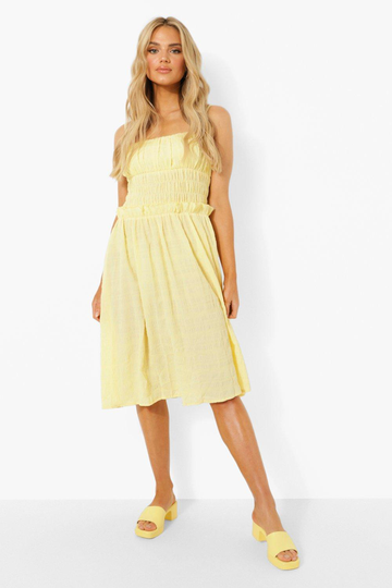 Knälång Skaterklänning Med Smock, Yellow