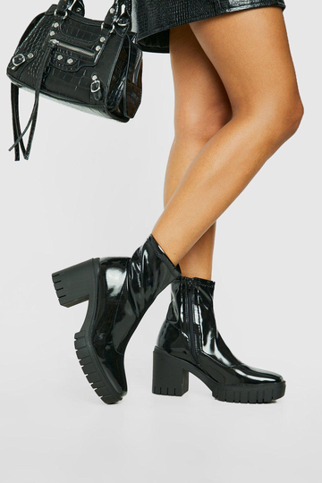 Sockboots Med Struktur Och Klack, Black