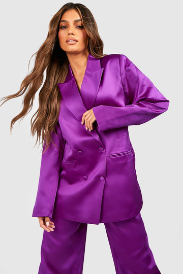 Premium Dubbelknäppt Kavaj I Satin