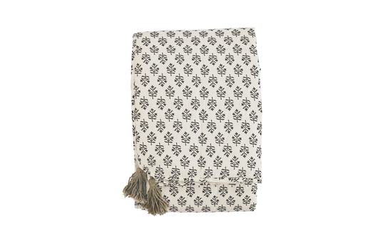 TASSEL Pläd 140x200 Offwhite/Khaki