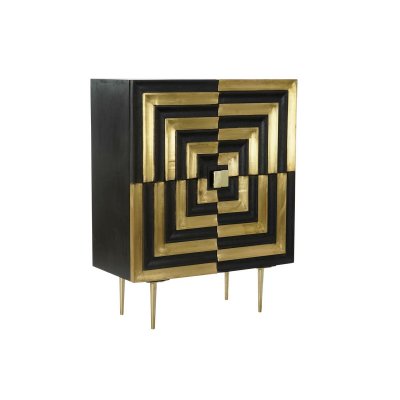 Skänk DKD Home Decor Svart Gyllene Mässing Mangoträ (88 x 42 x 112 cm)