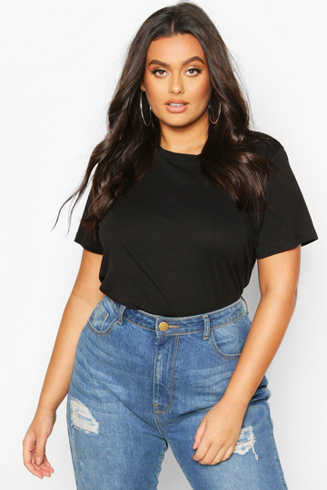 Plus - Basic T-Shirt Med Rund Hals, Black