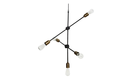 MOLECULAR Taklampa Svart/Mässing 5-armad