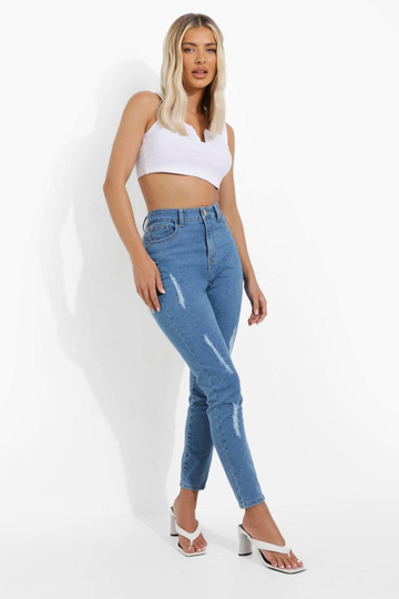 Slitna Skinny Jeans Med Hög Midja, Blue