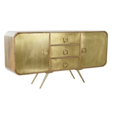 Skänk DKD Home Decor Gyllene Mässing Mangoträ (152 x 40 x 78 cm)