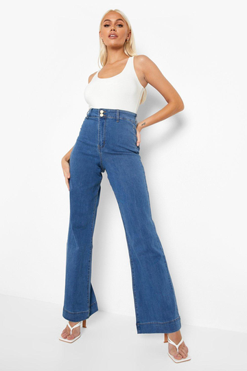 Jeans Med Stretch Och Vida Ben, Blue
