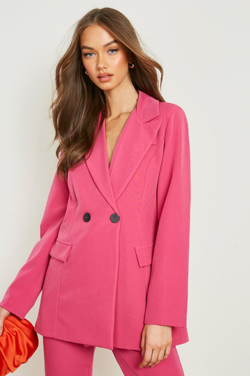 Dubbelknäppt Kavaj Med Knappar, Pink