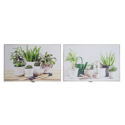 Nyckelskåp DKD Home Decor Vit Grön Trä MDF (46.5 x 6 x 31.5 cm) (2 pcs)