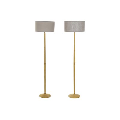 Golvlampa DKD Home Decor Beige Metall linne Kräm 60 W Aske (2 pcs) (40 x 40 x 155 cm)