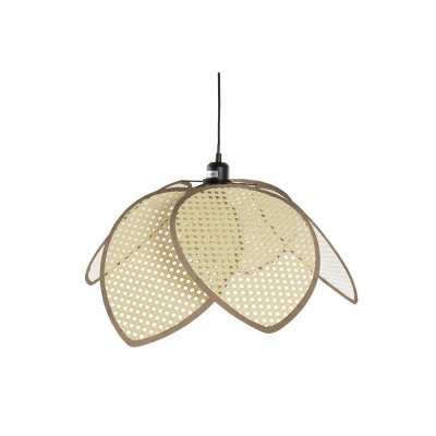 Taklampa DKD Home Decor Svart Metall Brun Bomull Rattan 250 V (64 x 64 x 20 cm)
