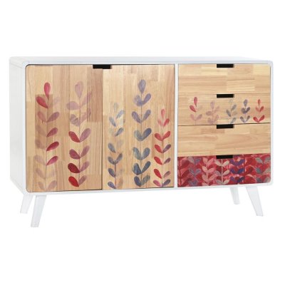 Skänk DKD Home Decor Naturell Gummiträ Vit Rödbrun (120 x 30 x 75 cm)