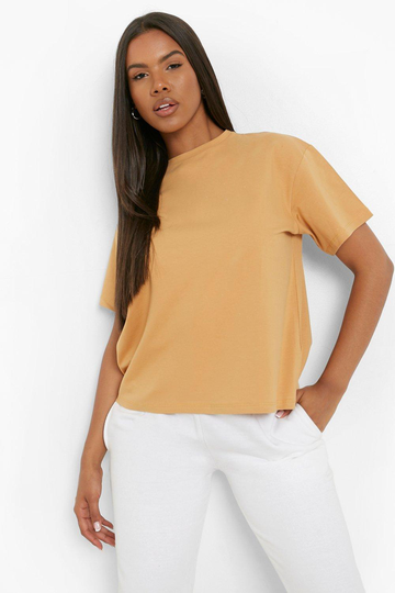 Basic T-Shirt Med Holkärm, Beige