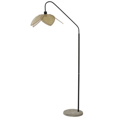 Golvlampa DKD Home Decor Svart Grå Metall Cement Rattan 60 W (45 x 72 x 165 cm)
