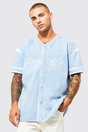 Official Oversize Baseballskjorta I Denim