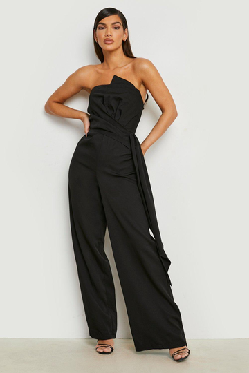 Jumpsuit Med Omlott Och Vida Ben, Black