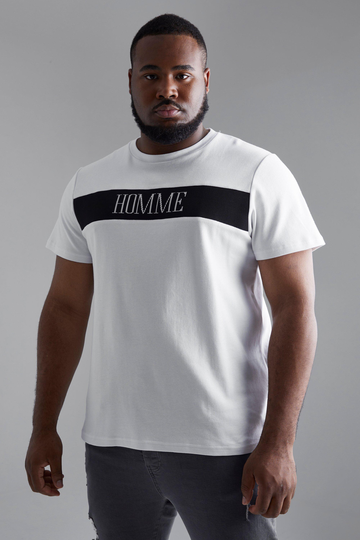 Homme Plus T-Shirt I Slim Fit Med Paneler, White