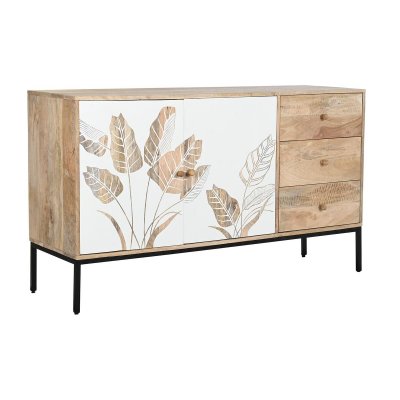 Skänk DKD Home Decor Naturell Svart Vit Mangoträ (140 x 40 x 80 cm)