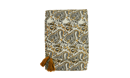 TASSEL Pläd 140x200 Beige/Senap