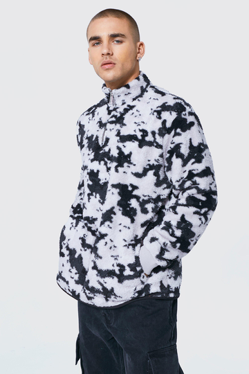 Kamouflagemönstrad Oversized Sweatshirt I Teddy, Black