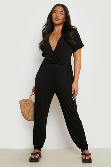 Plus - Jumpsuit Med V-Ringning, Black
