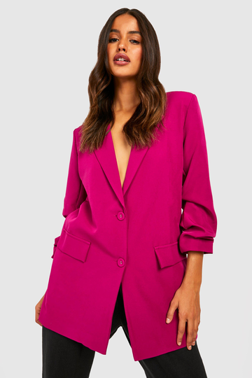 Kavaj Med Rynkade Detaljer, Pink