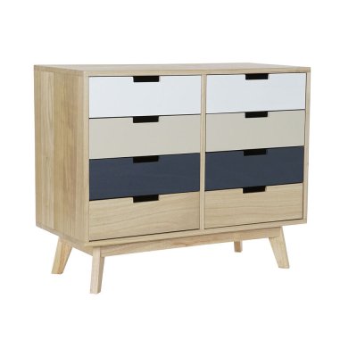 Kommod DKD Home Decor Naturell Beige MDF Vit Mörkgrå Paulowniaträ (79 x 35 x 65 cm)