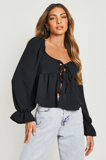 Blus Med Volanger, Black