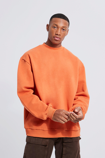 Oversize Sweatshirt Med Hög Halsmudd, Orange