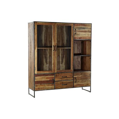 Visningsställ DKD Home Decor Glas Metall Akaciaträ Återvunnet Trä (140 x 40 x 160 cm)