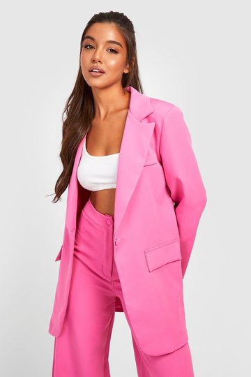 Kavaj Med Låg Urringning Och Ledig Passform, Pink
