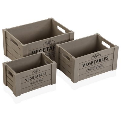 Uppsättning med Dekorativa Lådor Versa Vegetables Trä (25 x 17 x 35 cm) (3 pcs)