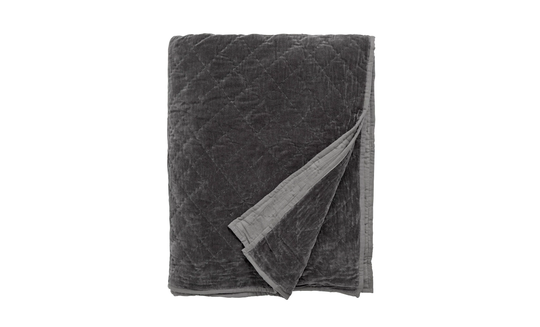 COSY Överkast Velvet Mörkgrå