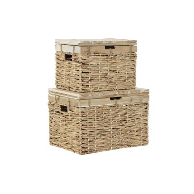 Uppsättning med Dekorativa Lådor DKD Home Decor Trä Boho Rusar (55 x 37 x 37 cm)