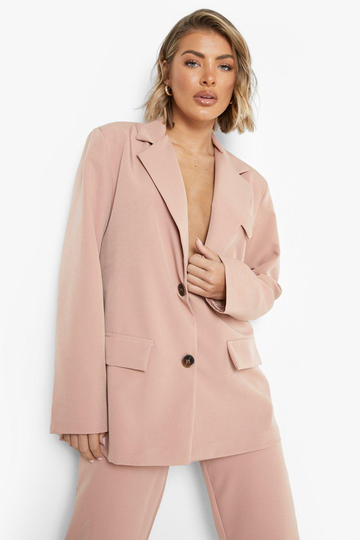 Kavaj Med Ledig Passform Och Fickor, Beige