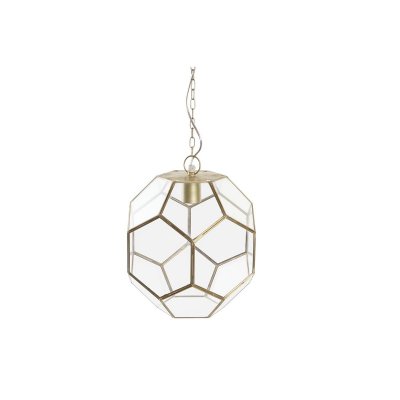 Taklampa DKD Home Decor Glas Gyllene Transparent Mässing 50 W (28 x 28 x 31 cm)