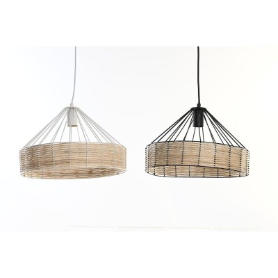Taklampa DKD Home Decor Svart Metall Rattan 50 W (35 x 35 x 22 cm) (2 antal)