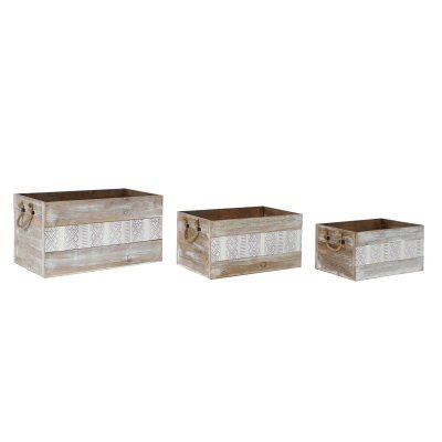 Uppsättning med Dekorativa Lådor DKD Home Decor Trä PU Boho (3 pcs)