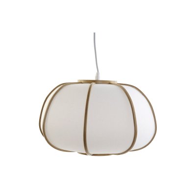 Taklampa DKD Home Decor Polyester Vit Bambu 220 V 50 W (34 x 34 x 21 cm)