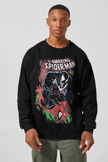 Spiderman Oversized Sweatshirt, Black